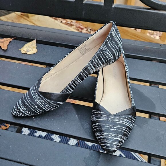 Calvin Klein Black and White Striped Flats, Size 6 - Picture 5 of 7